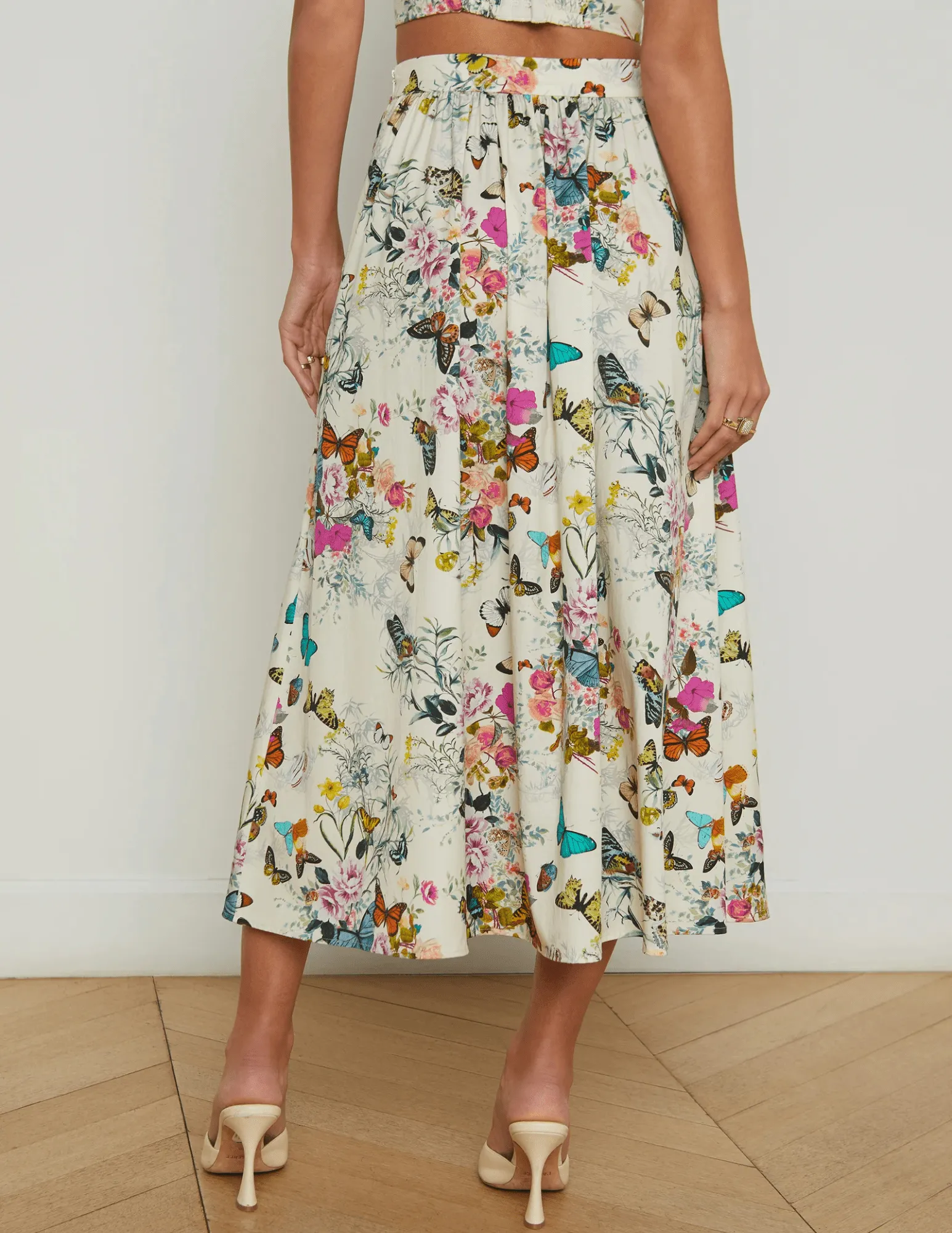L'Agence Seina Poplin Midi Skirt