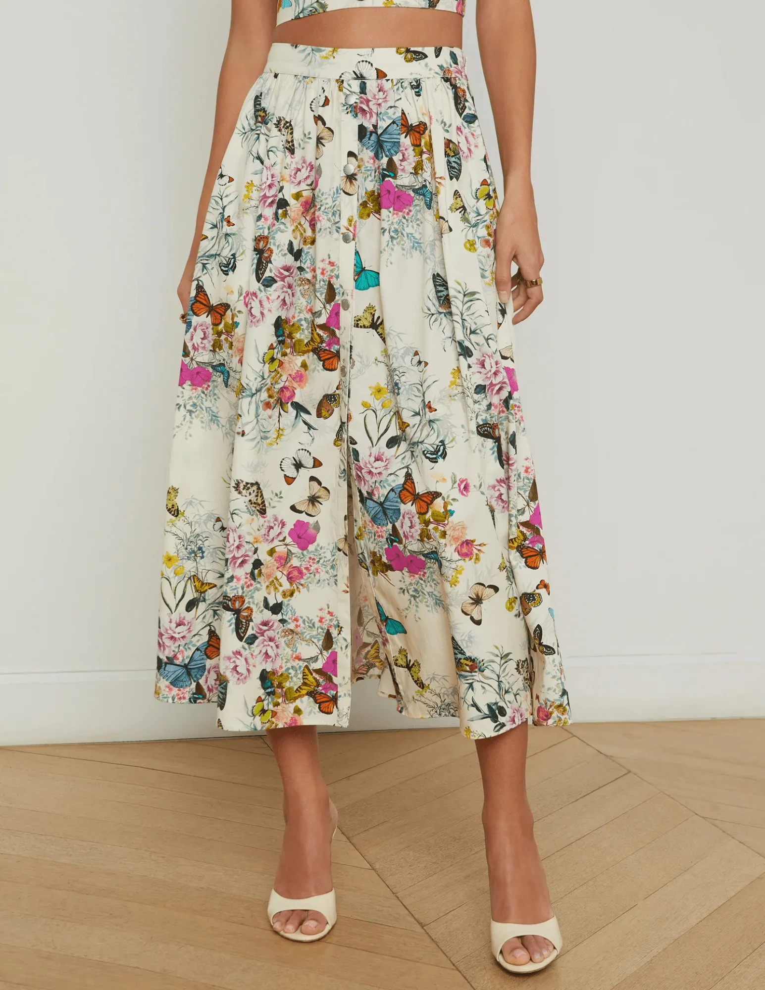 L'Agence Seina Poplin Midi Skirt