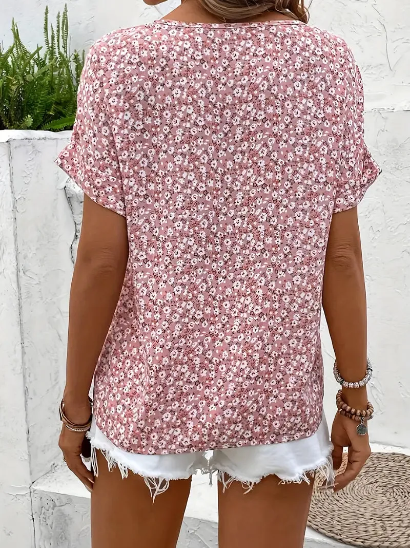 Liana | Floral Notched Collar Blouse
