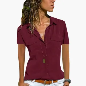 Lightweight Collared Shirt Top for Women