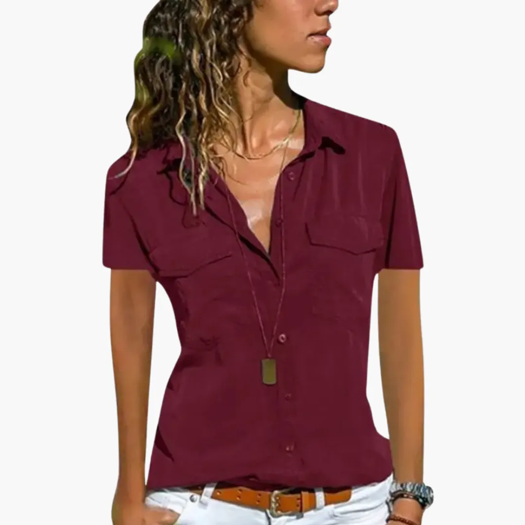 Lightweight Collared Shirt Top for Women