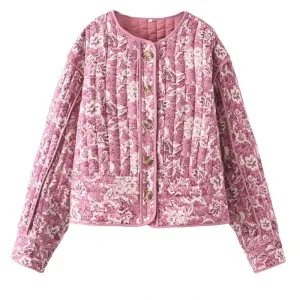Lina™ - Elegant Floral Print Quilted Jacket