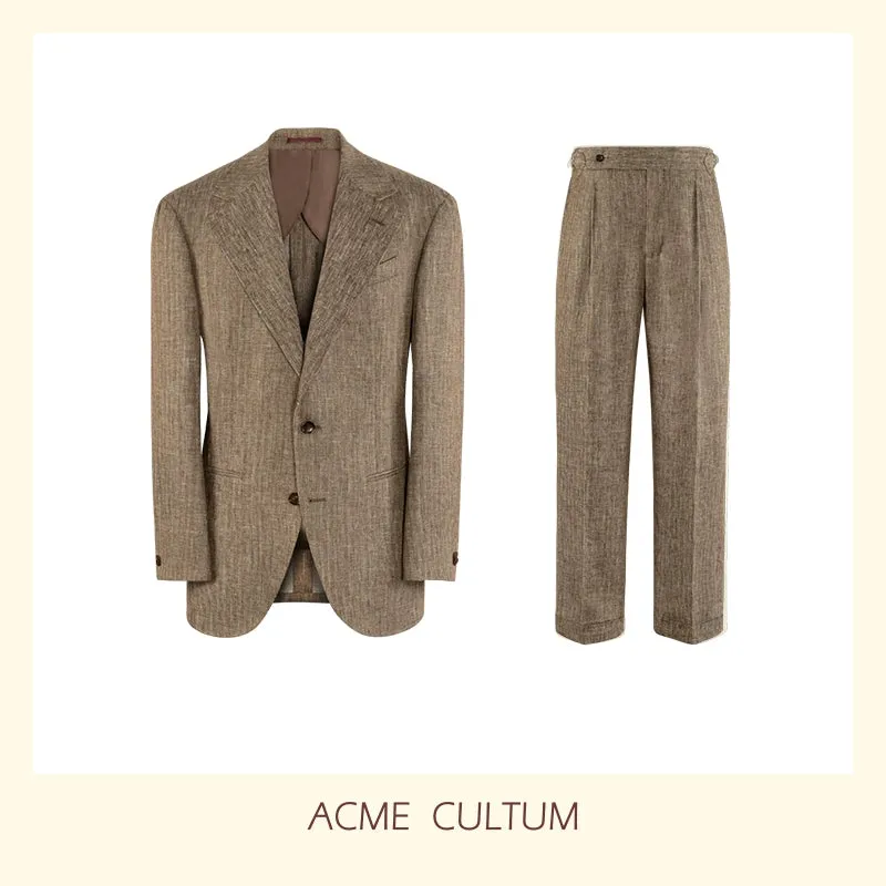 Linen-Cotton Herringbone Blazer
