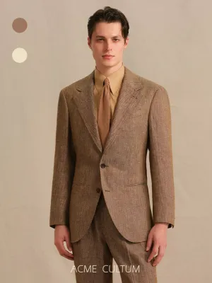 Linen-Cotton Herringbone Blazer