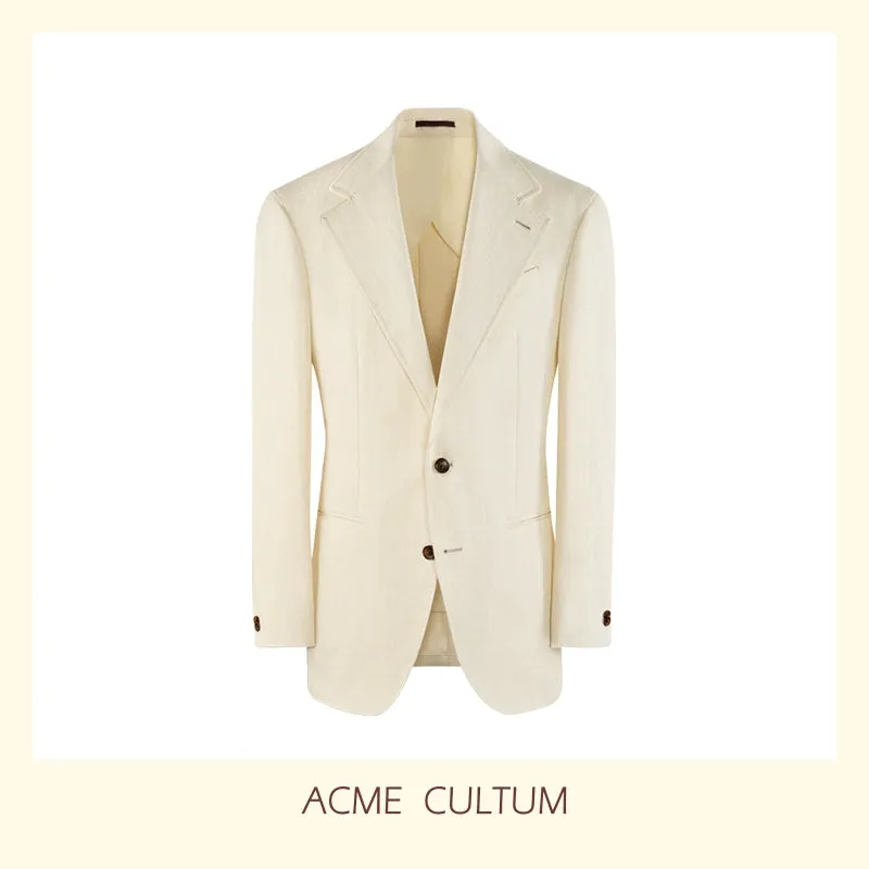 Linen-Cotton Herringbone Blazer
