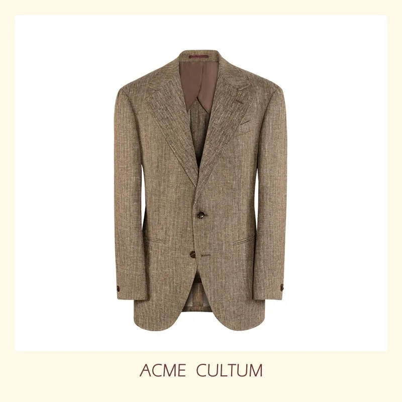 Linen-Cotton Herringbone Blazer