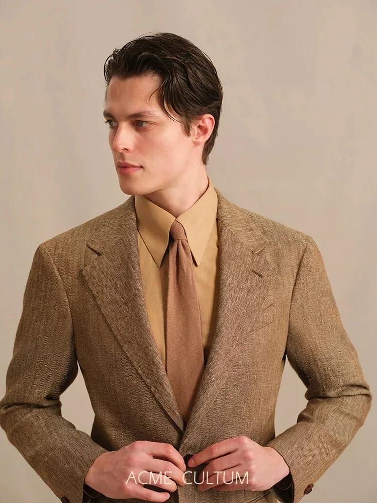 Linen-Cotton Herringbone Blazer