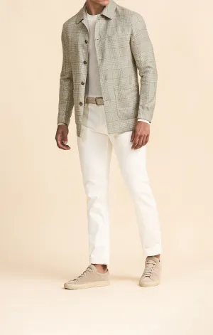 Loro Piana SUMMERTIME Sand Wool, Silk & Linen With Grey Check