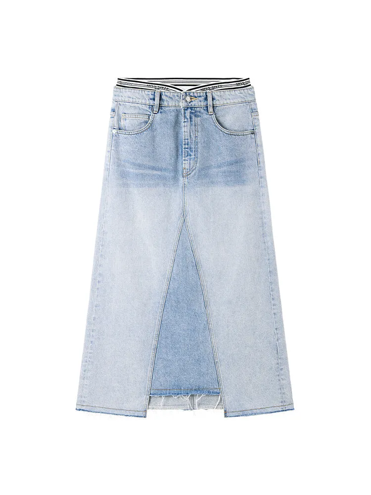 Low-Rise Denim Skirt