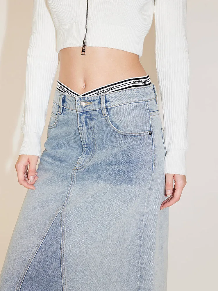 Low-Rise Denim Skirt