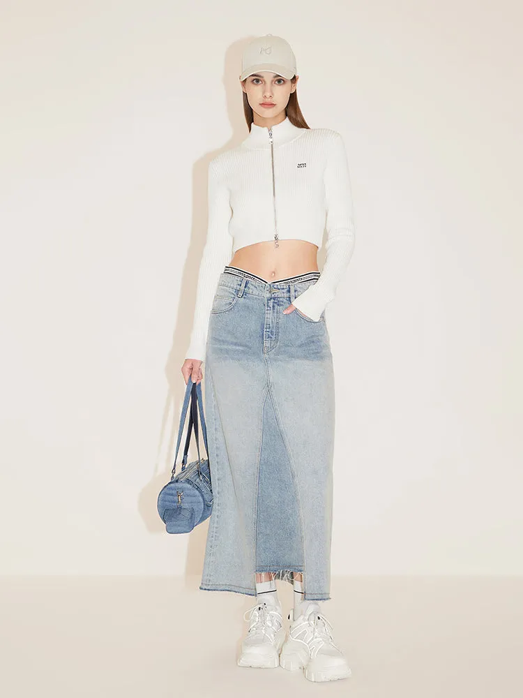 Low-Rise Denim Skirt