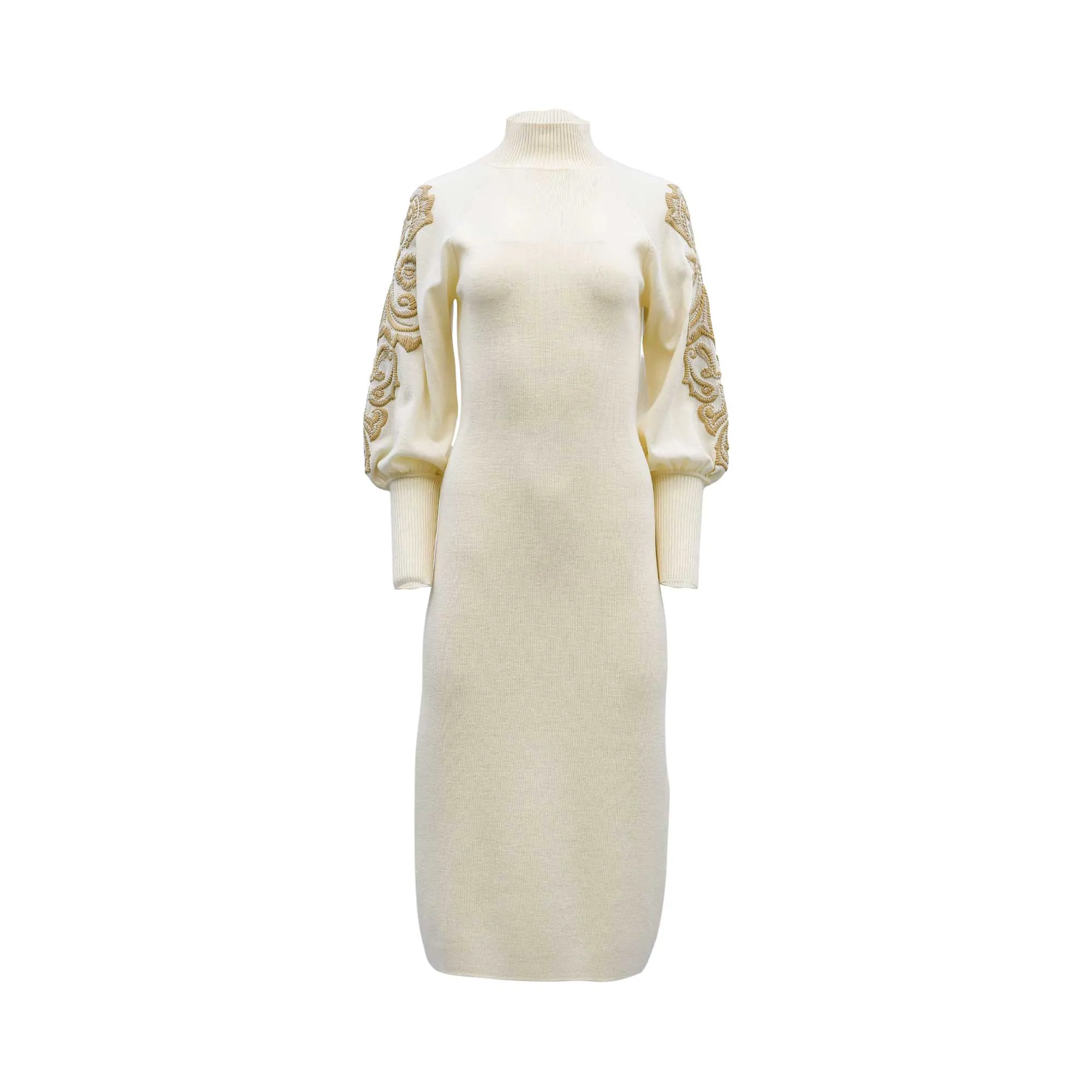 Luisa Spagnoli Maioliche Ladies Embroidered Wool Dress