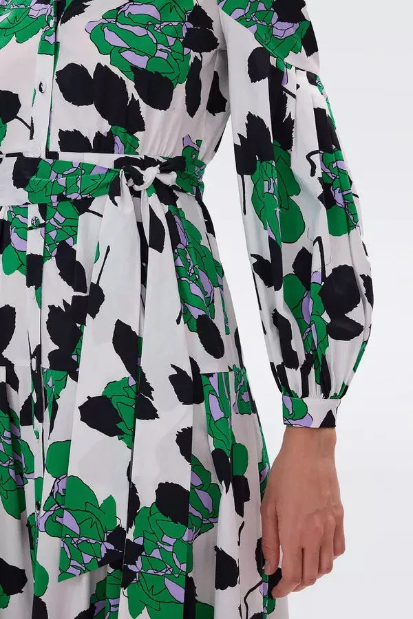 Lux Cotton Dress in Huge Camo Floral Ivory