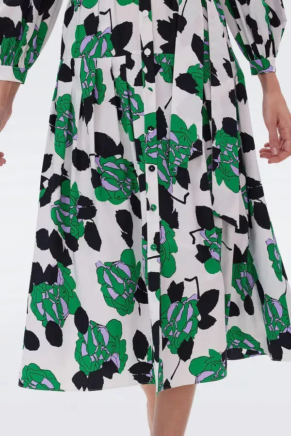 Lux Cotton Dress in Huge Camo Floral Ivory