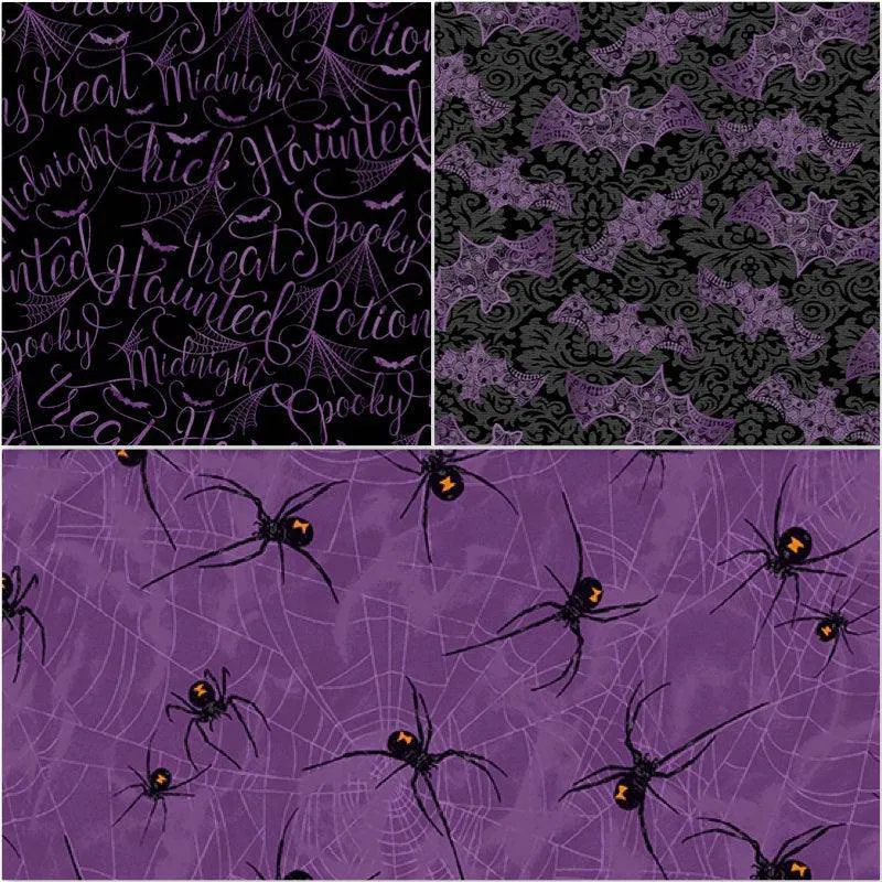 Makower - Mystery Manor - Fat Quarter Pack - Purple Moon (3)