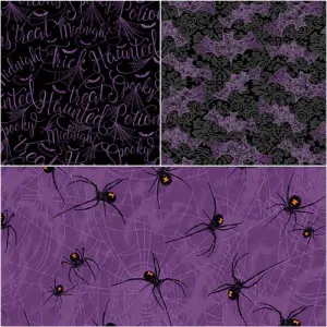 Makower - Mystery Manor - Fat Quarter Pack - Purple Moon (3)