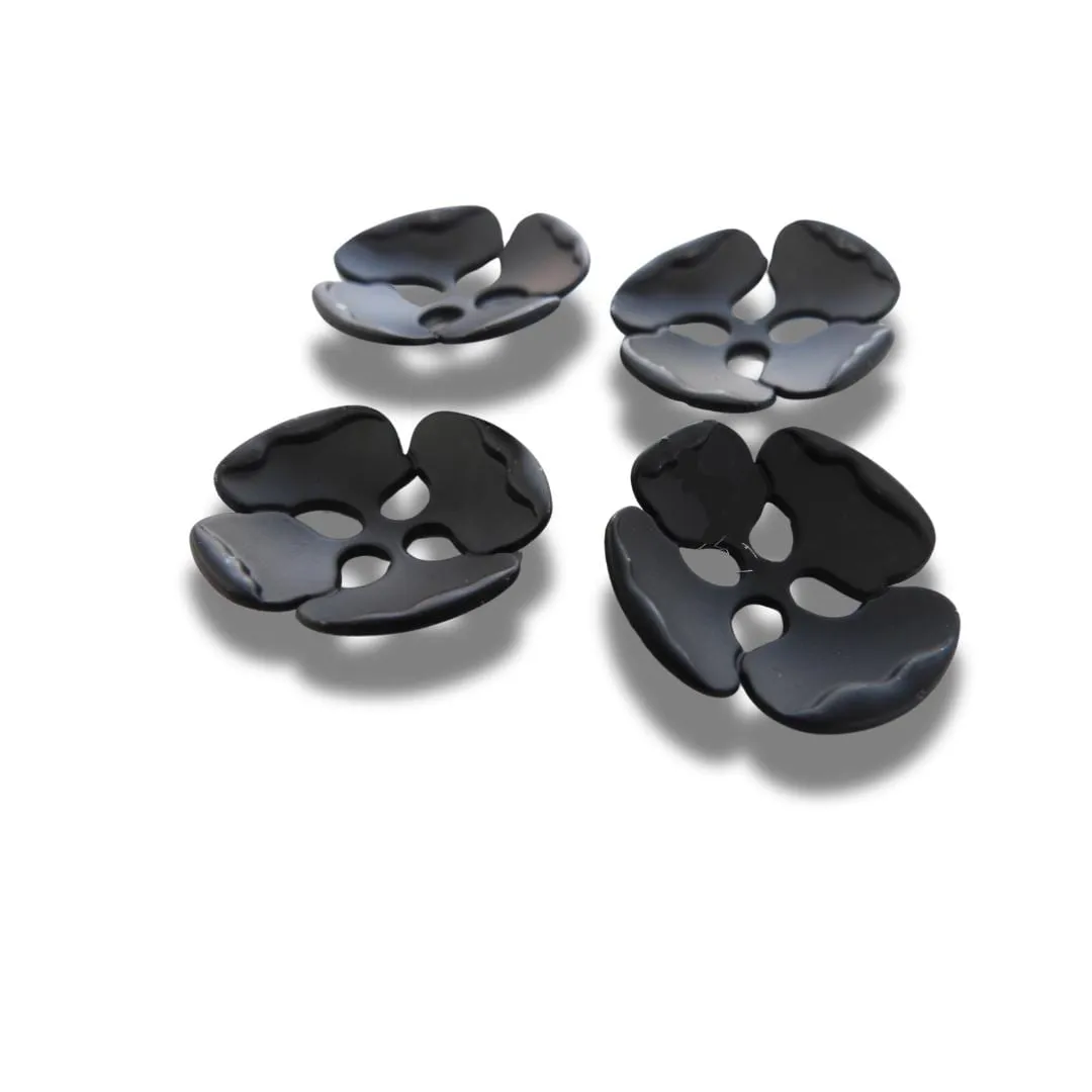 Matte Black Metal flower-shaped buttons