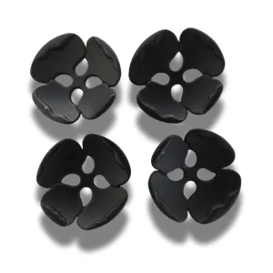 Matte Black Metal flower-shaped buttons