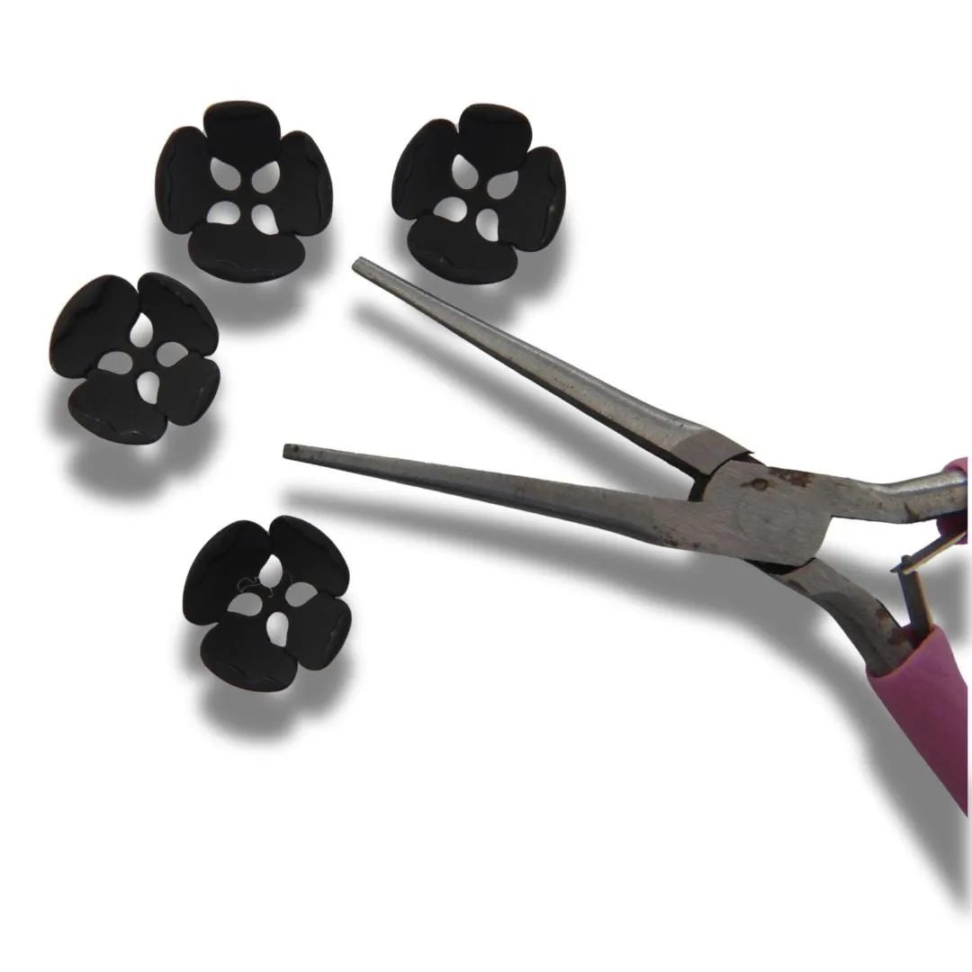 Matte Black Metal flower-shaped buttons