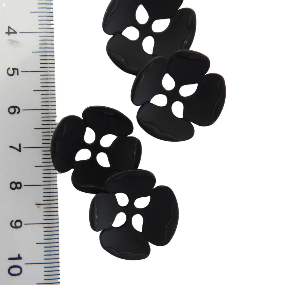 Matte Black Metal flower-shaped buttons