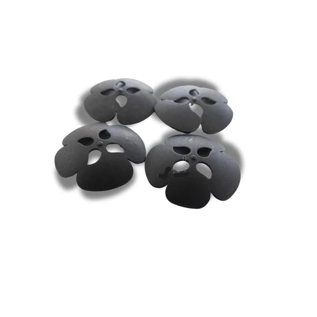 Matte Black Metal flower-shaped buttons