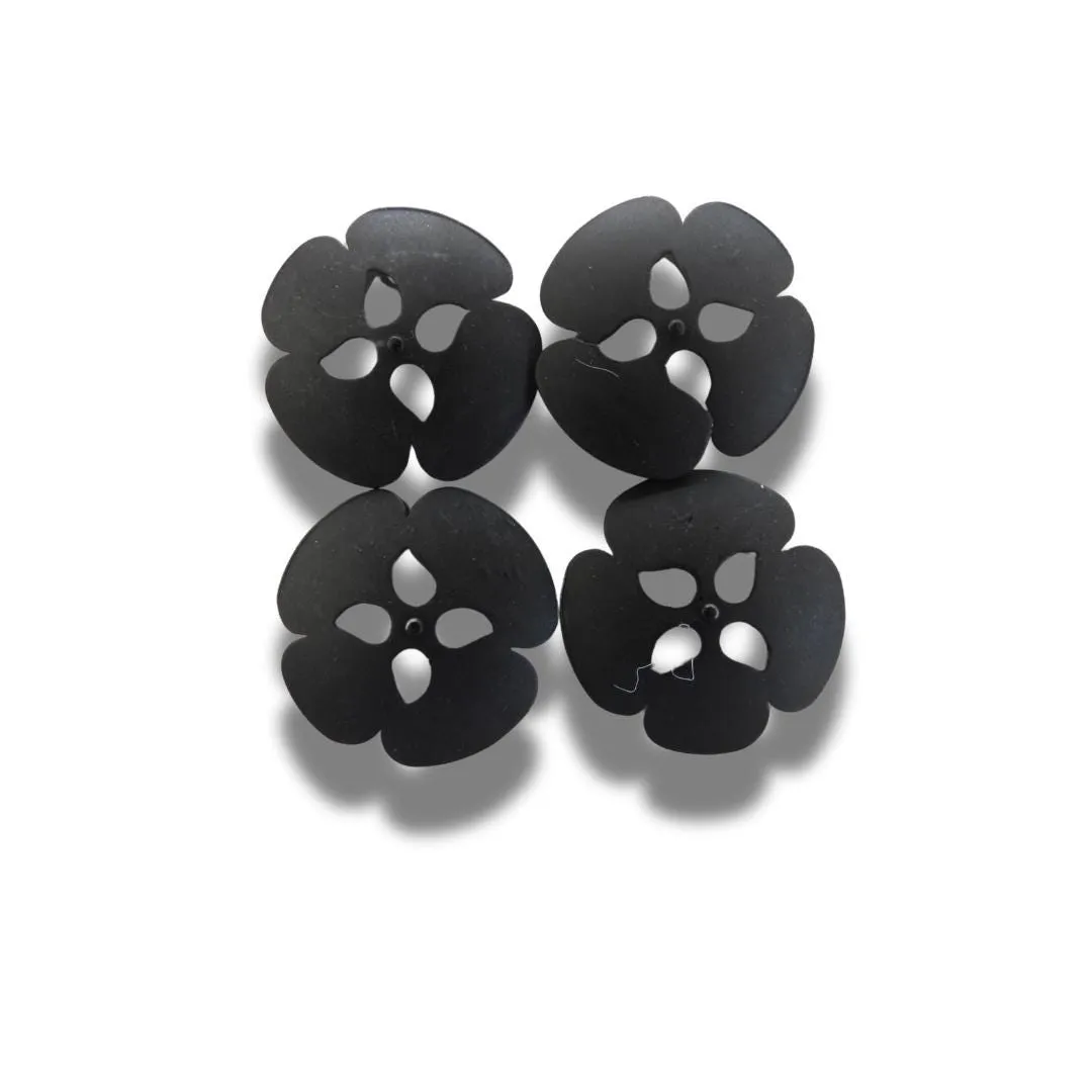 Matte Black Metal flower-shaped buttons