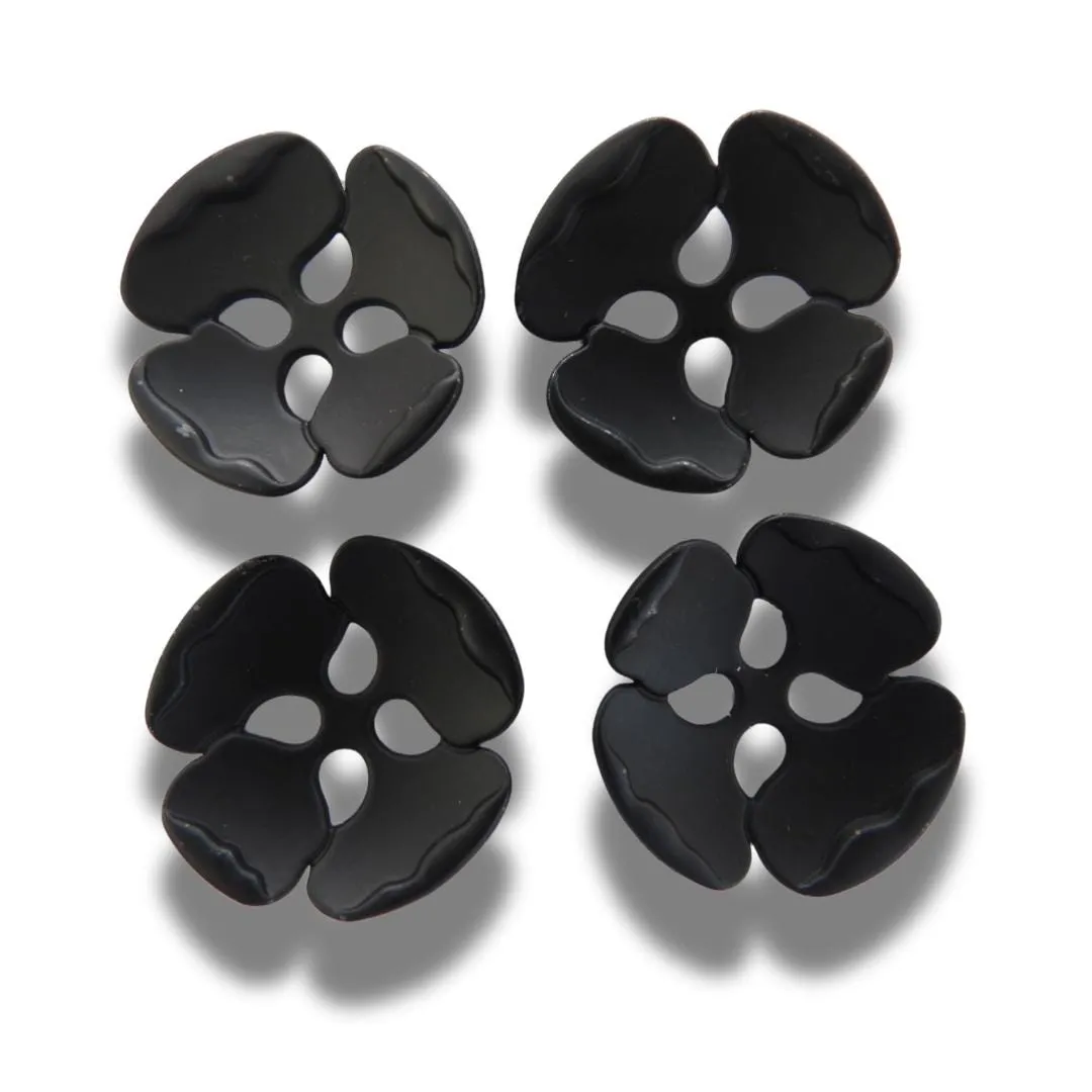 Matte Black Metal flower-shaped buttons