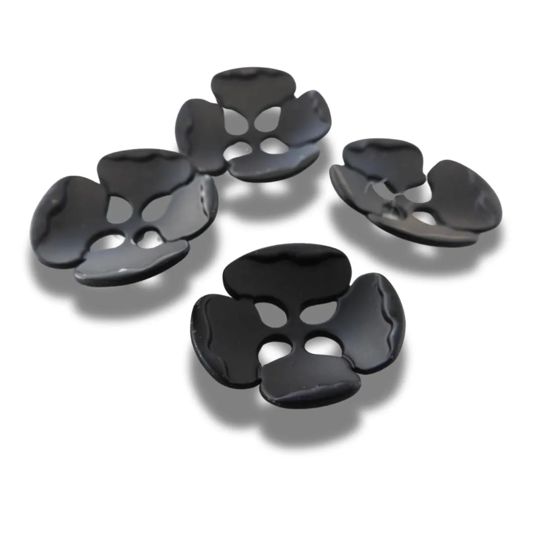 Matte Black Metal flower-shaped buttons