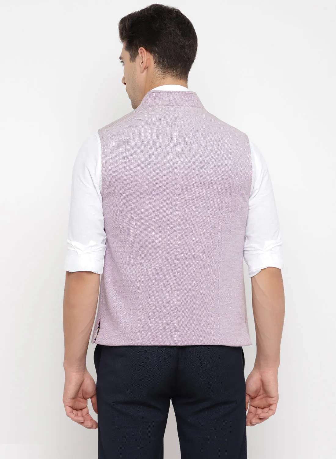 Mauve Knit Solid Nehru Jacket