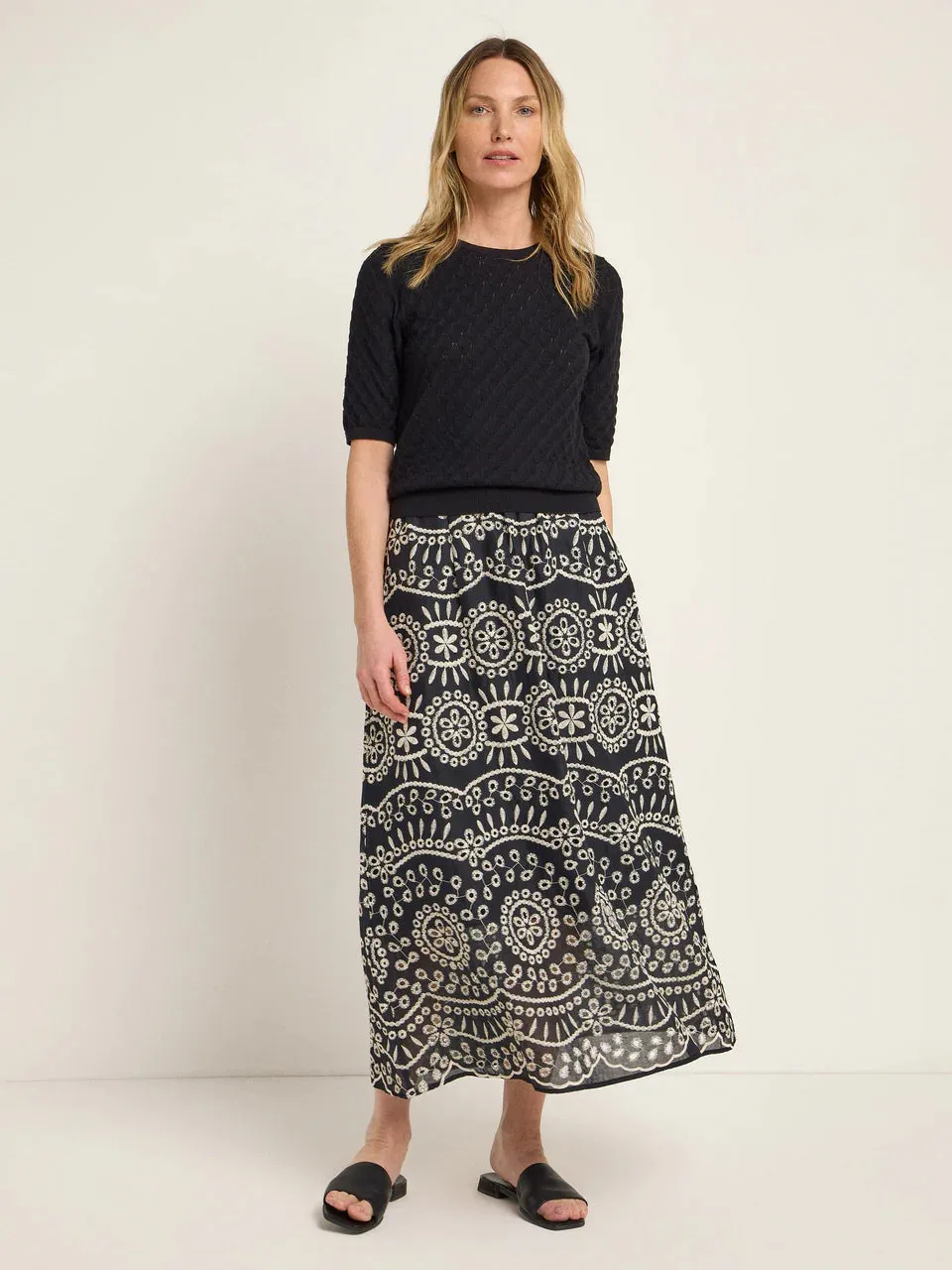 maxi skirt with embroidery