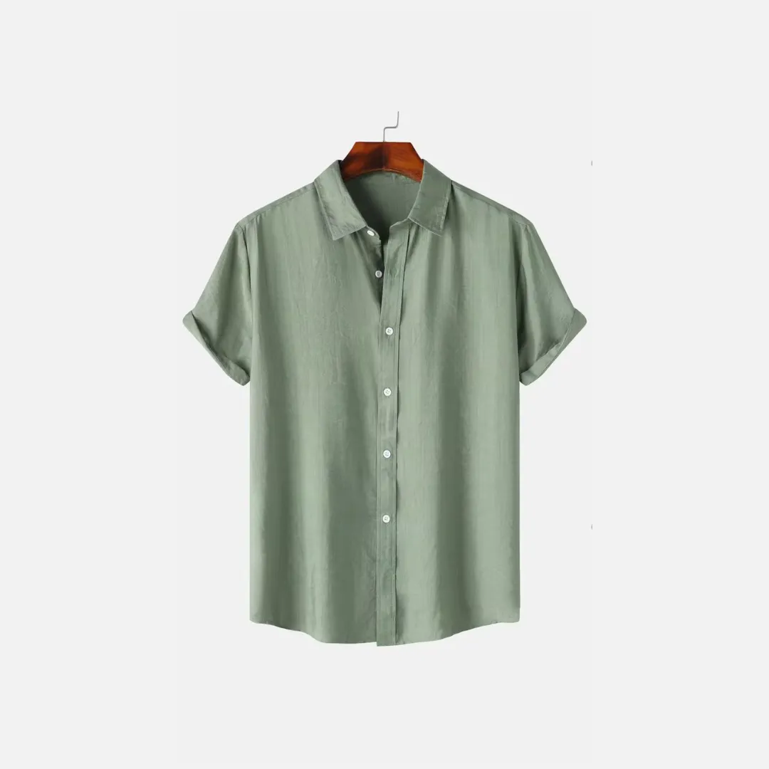 Men’s Short Sleeve Shirt – 100% Linen – Breathable – Button-Up – Casual Summer Staple