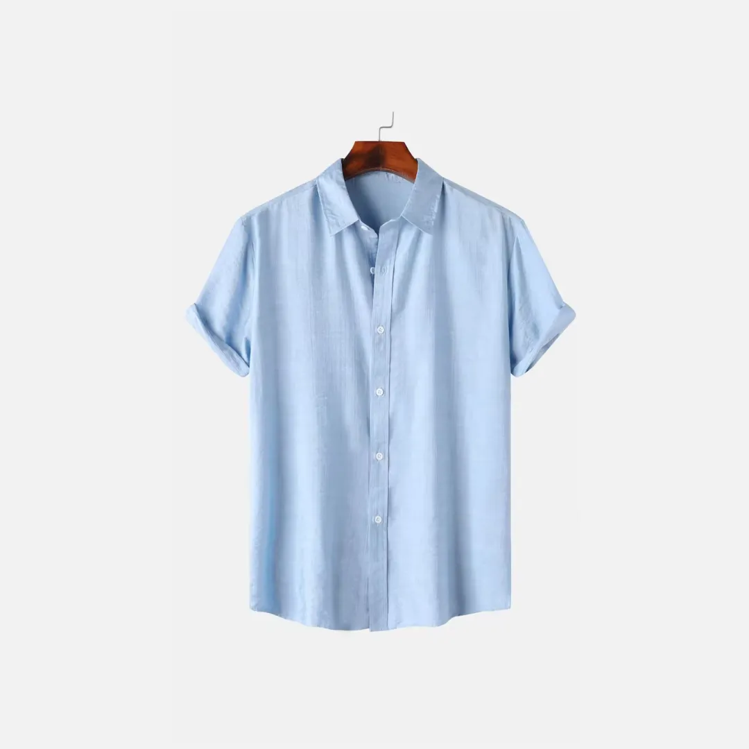 Men’s Short Sleeve Shirt – 100% Linen – Breathable – Button-Up – Casual Summer Staple