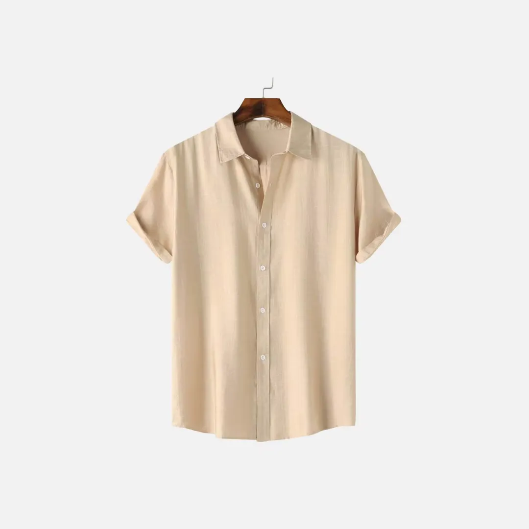 Men’s Short Sleeve Shirt – 100% Linen – Breathable – Button-Up – Casual Summer Staple
