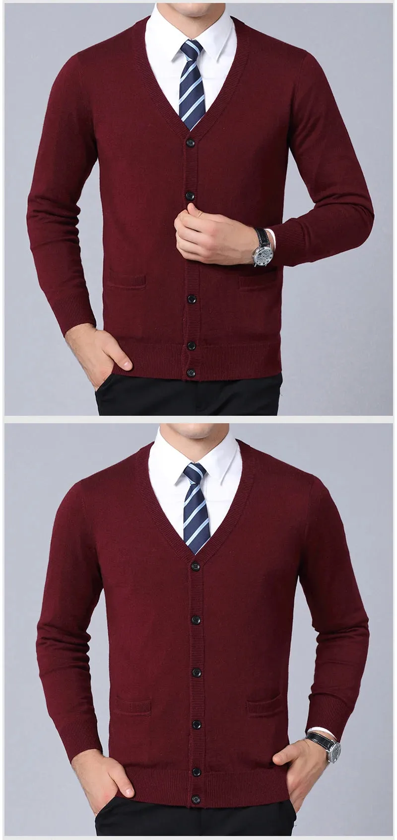 Men’s V-Neck Slim Fit Cardigan Sweater – Winter Korean Style Knitwear, Casual Fashion Coat