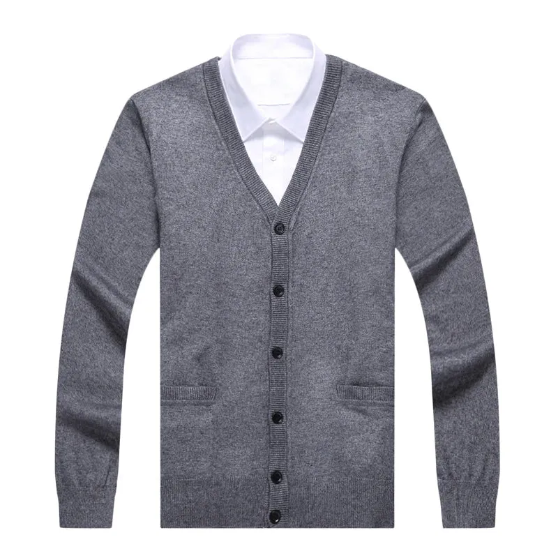 Men’s V-Neck Slim Fit Cardigan Sweater – Winter Korean Style Knitwear, Casual Fashion Coat