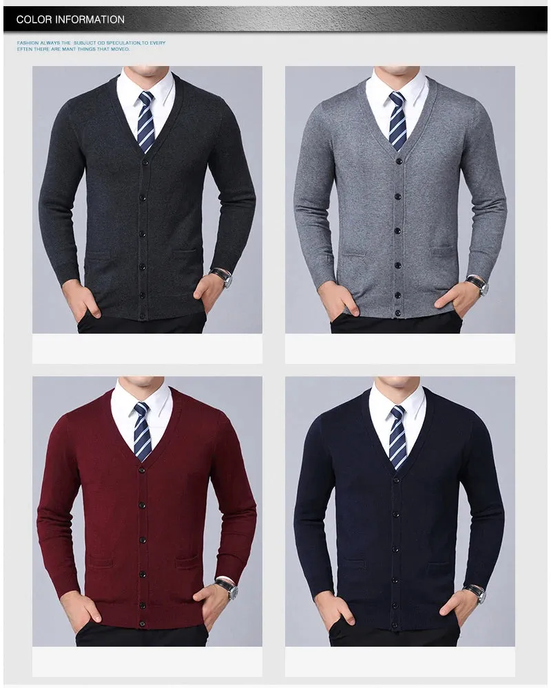 Men’s V-Neck Slim Fit Cardigan Sweater – Winter Korean Style Knitwear, Casual Fashion Coat