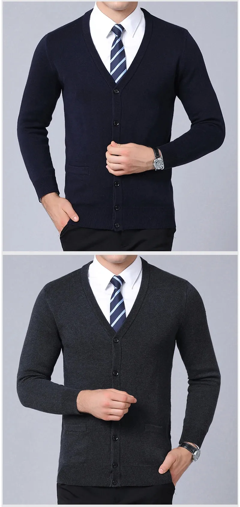 Men’s V-Neck Slim Fit Cardigan Sweater – Winter Korean Style Knitwear, Casual Fashion Coat