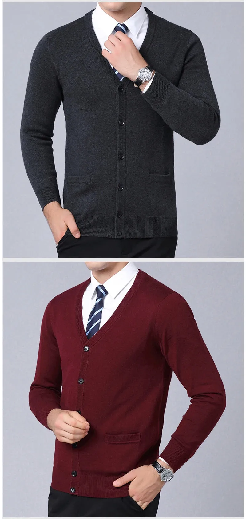 Men’s V-Neck Slim Fit Cardigan Sweater – Winter Korean Style Knitwear, Casual Fashion Coat
