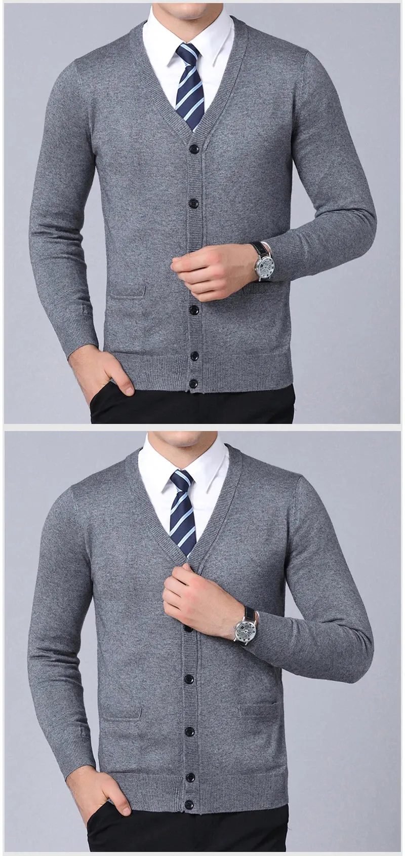 Men’s V-Neck Slim Fit Cardigan Sweater – Winter Korean Style Knitwear, Casual Fashion Coat