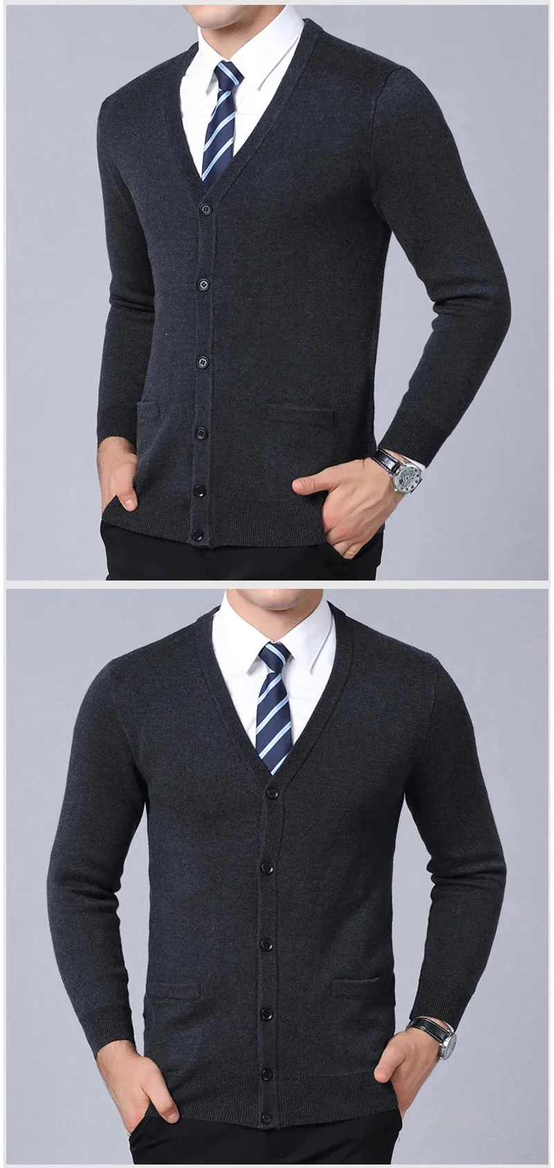 Men’s V-Neck Slim Fit Cardigan Sweater – Winter Korean Style Knitwear, Casual Fashion Coat