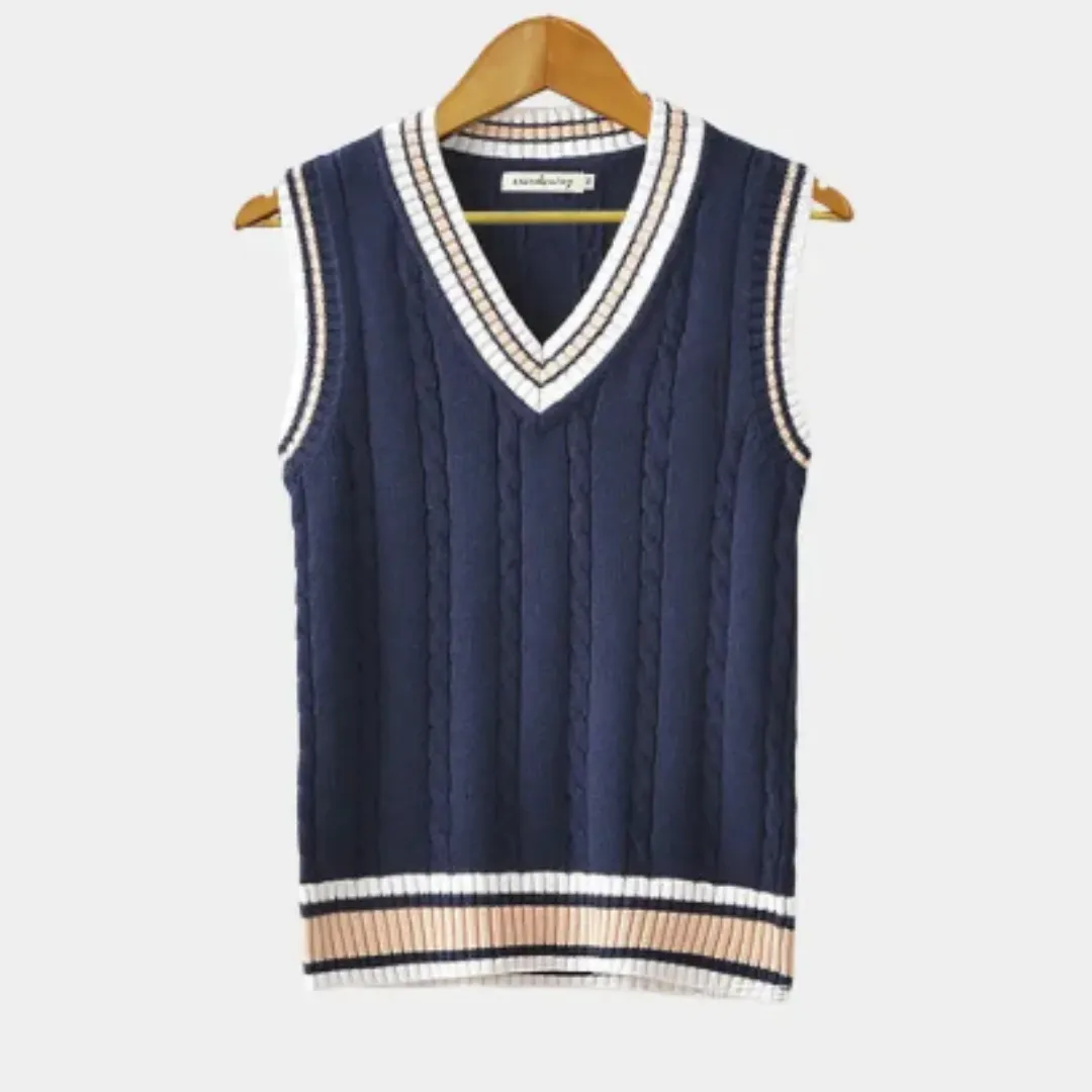 Men's Warm V Neck Sleeveless Sweater |  Knitted