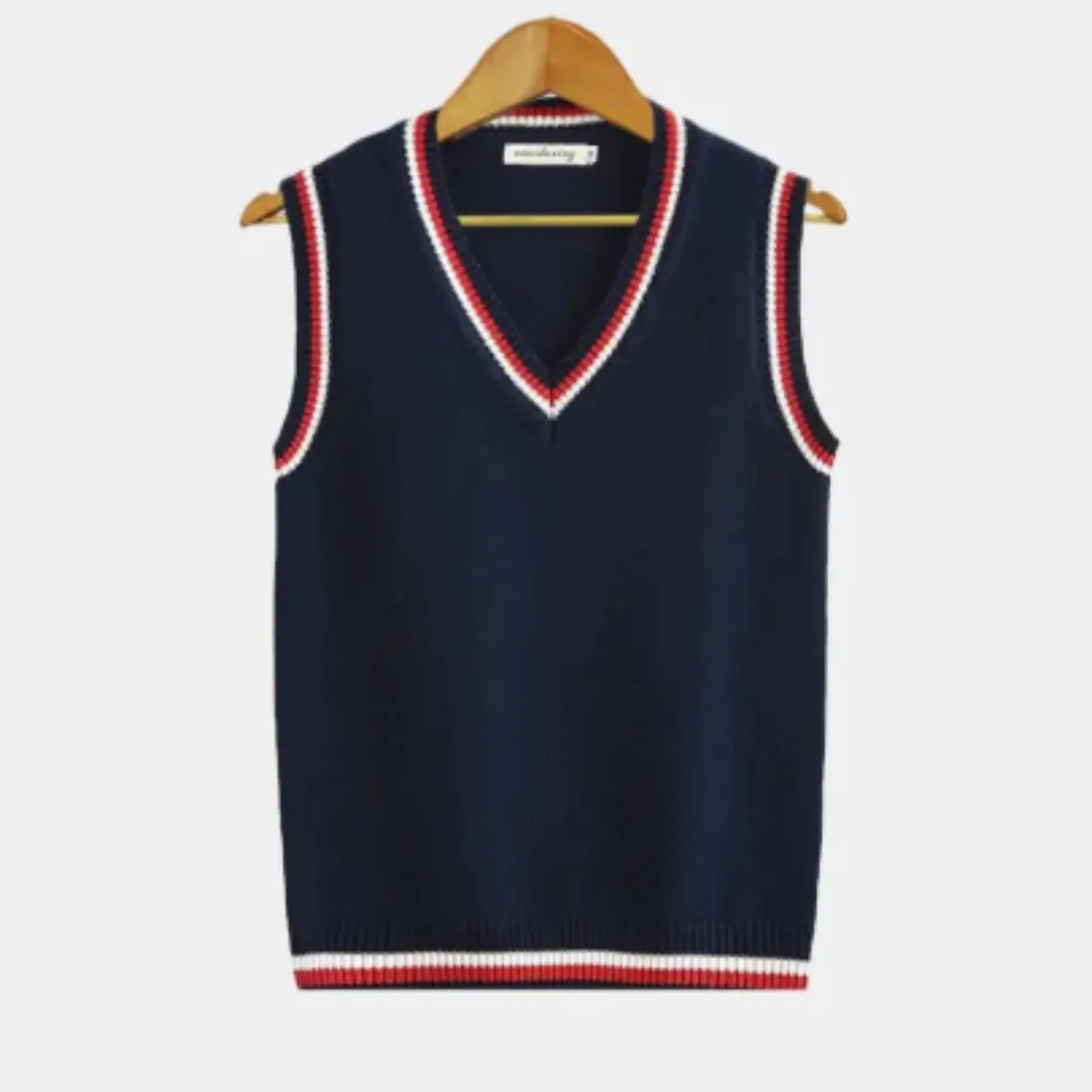 Men's Warm V Neck Sleeveless Sweater |  Knitted