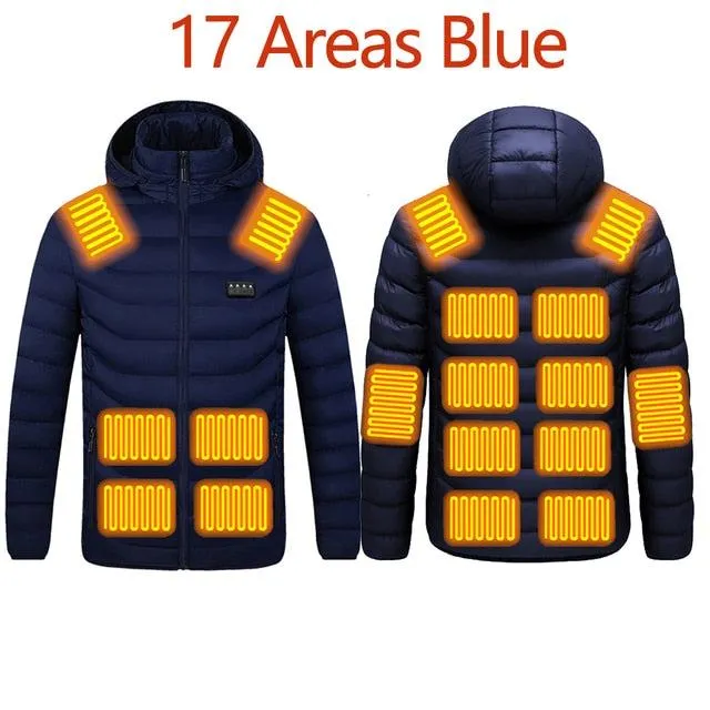 Men's Warm Winter USB Heating Jackets Smart Thermostat