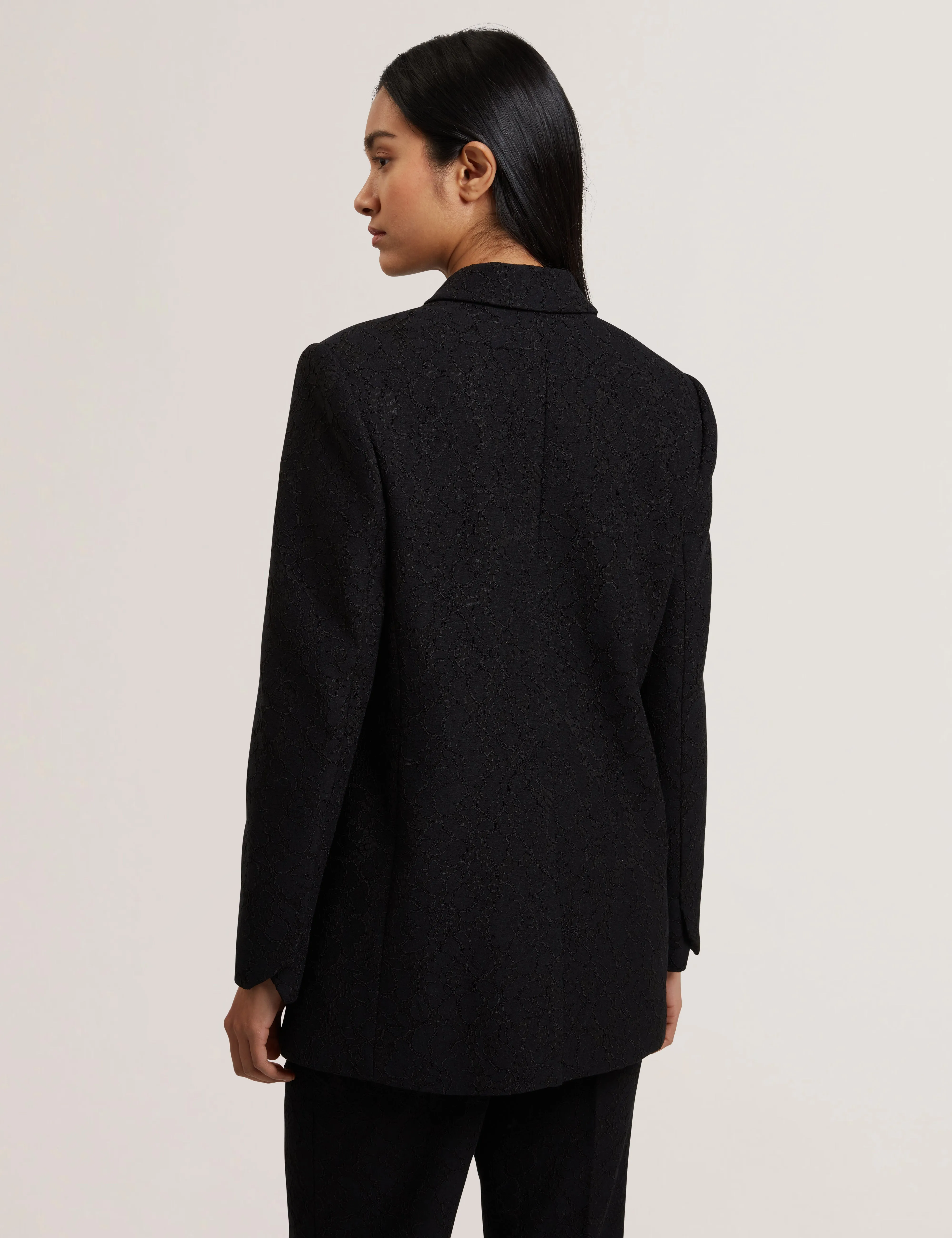 Merio Bonded Lace Sb Relaxed Blazer Black