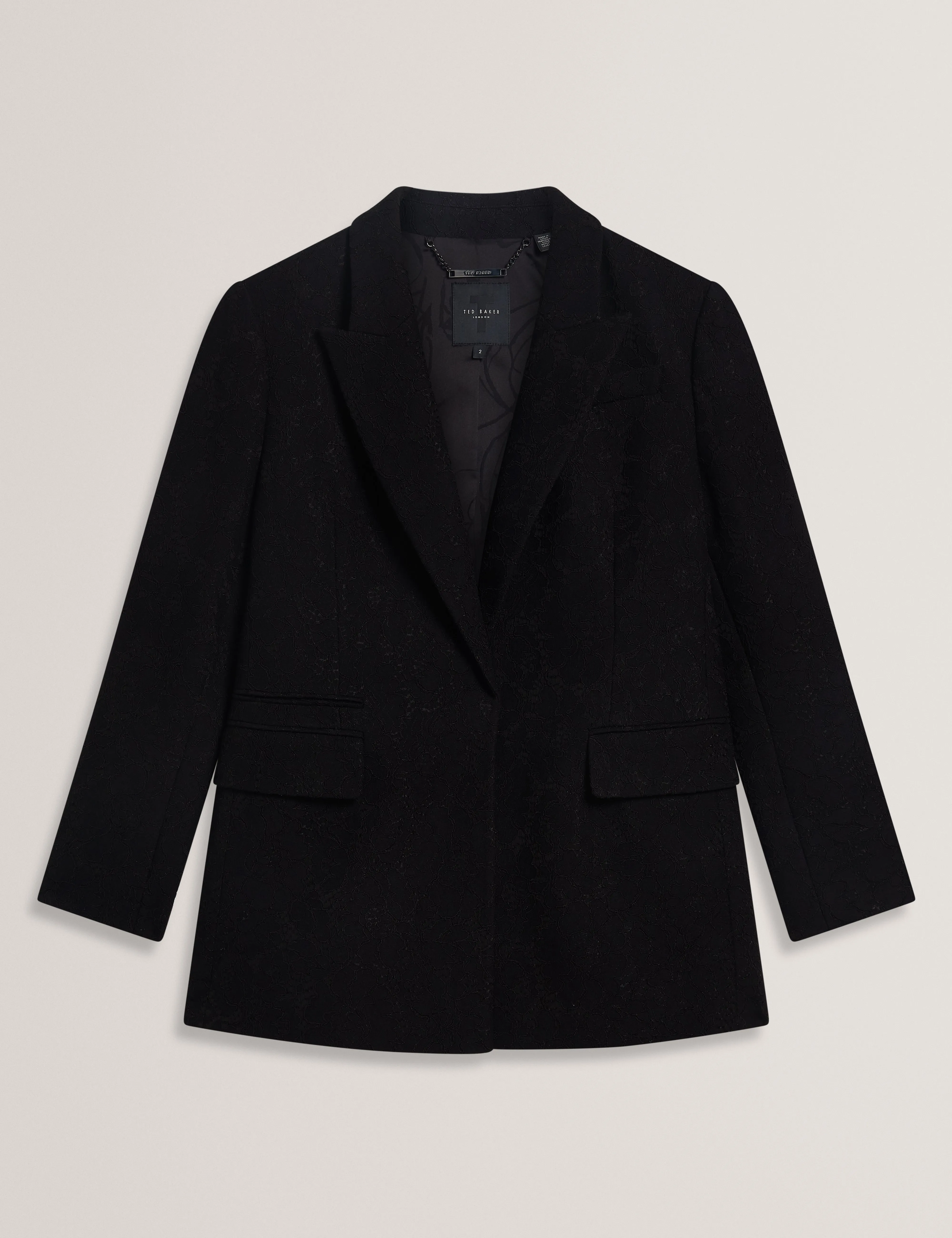 Merio Bonded Lace Sb Relaxed Blazer Black