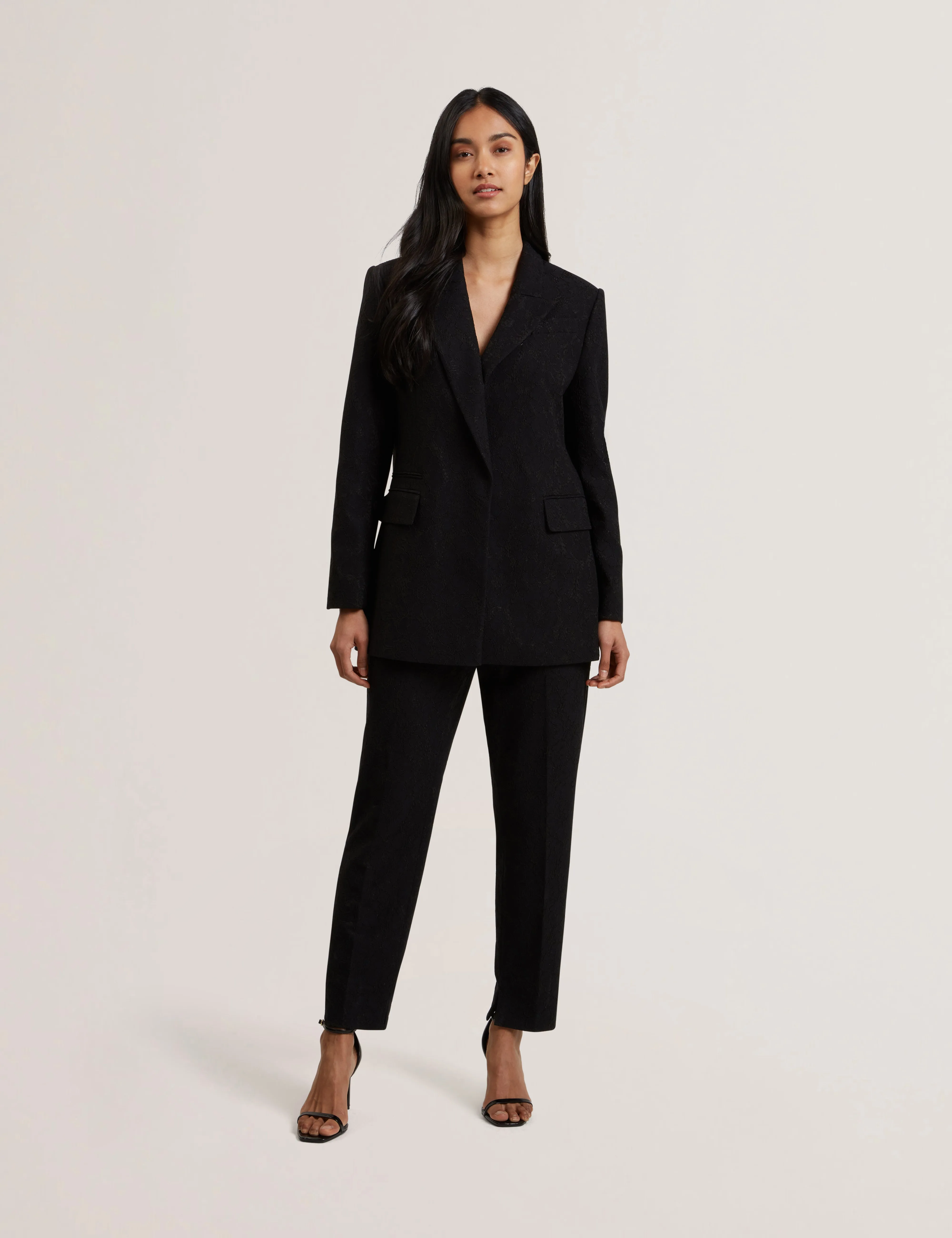 Merio Bonded Lace Sb Relaxed Blazer Black