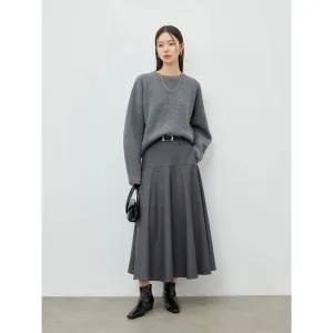 Mid-High Waist A-Line Skirt