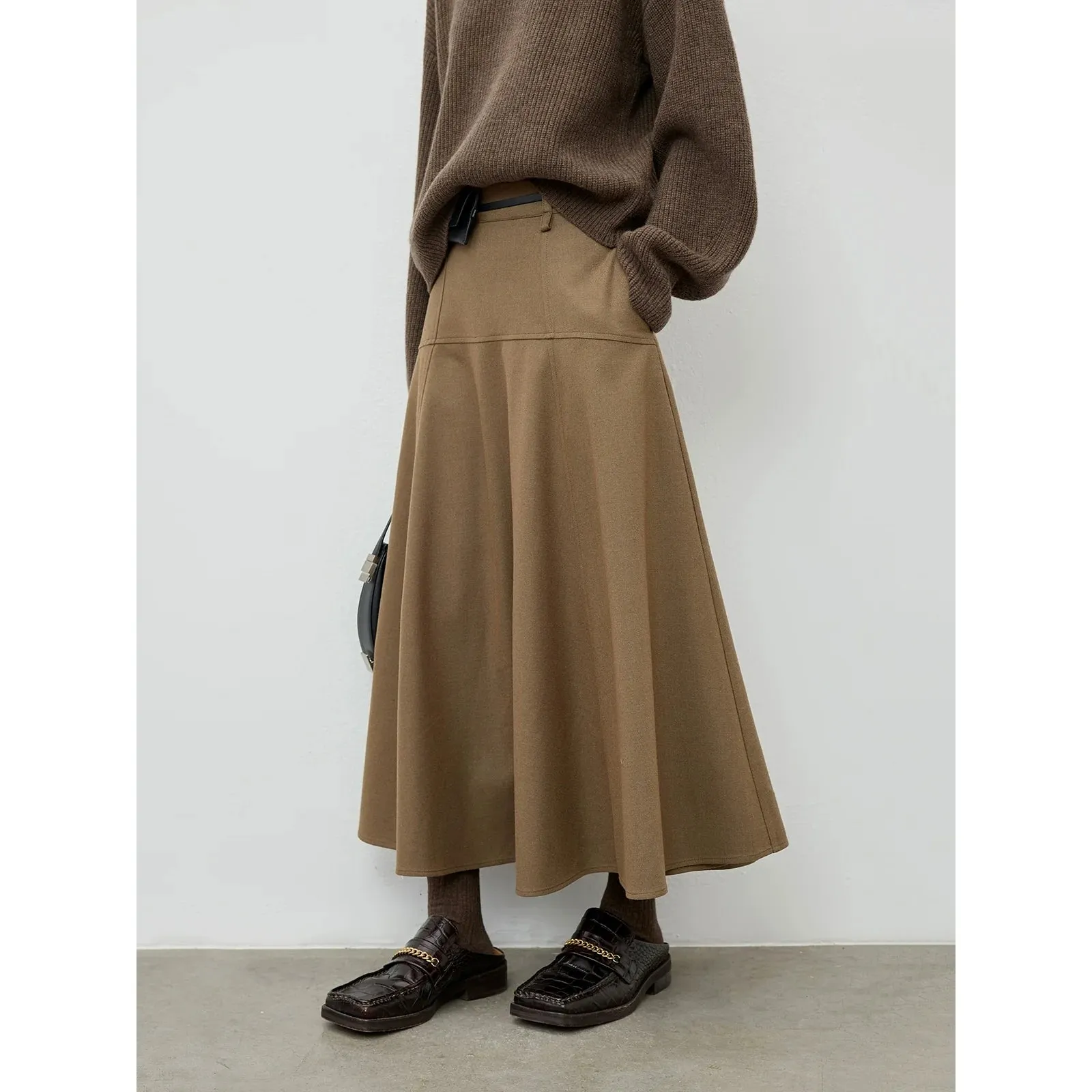 Mid-High Waist A-Line Skirt