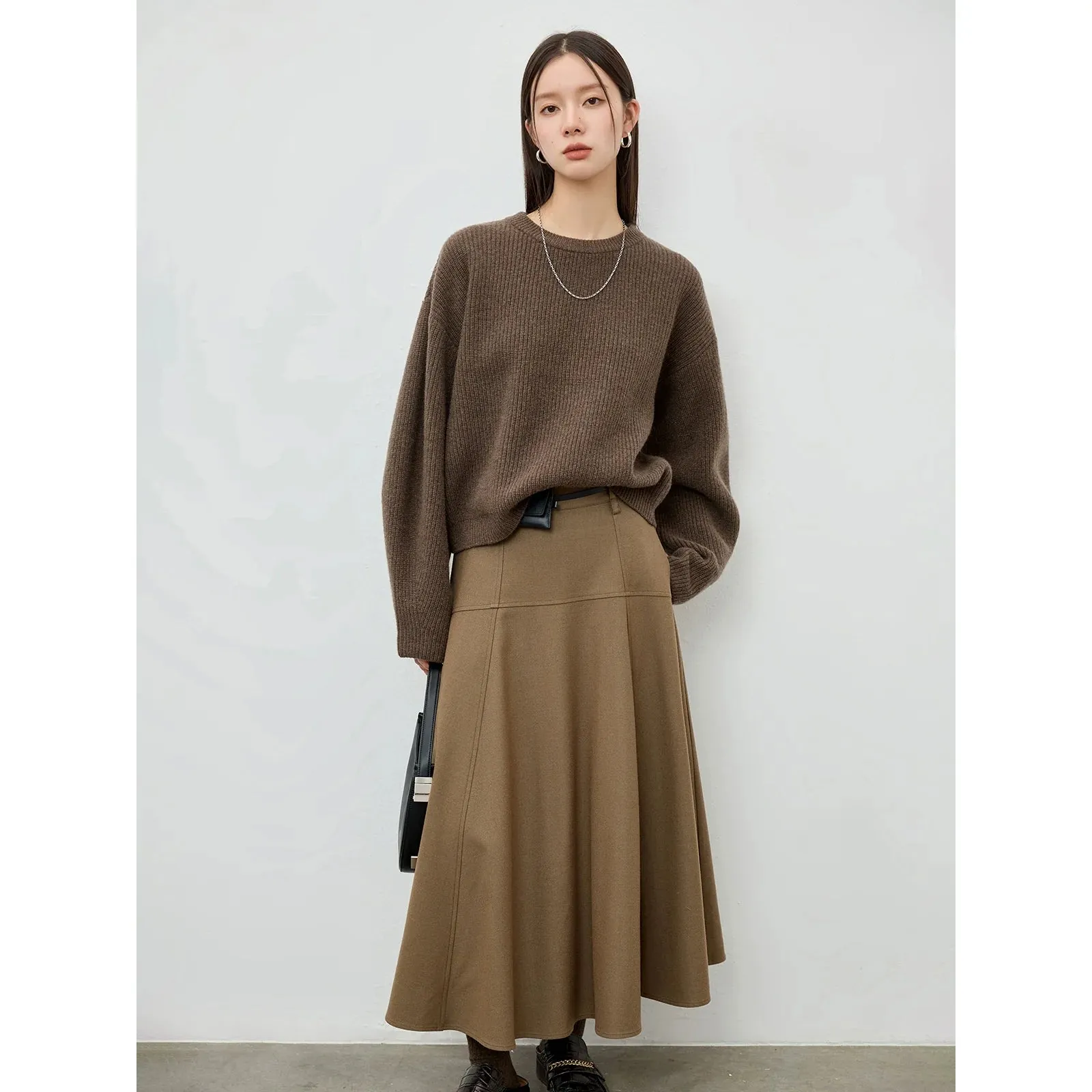 Mid-High Waist A-Line Skirt