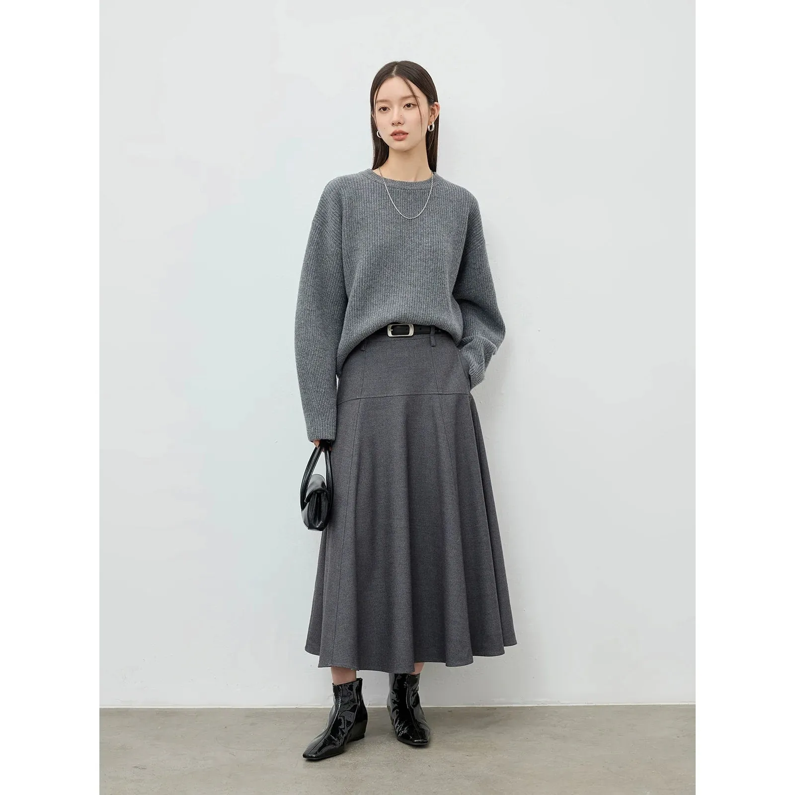 Mid-High Waist A-Line Skirt